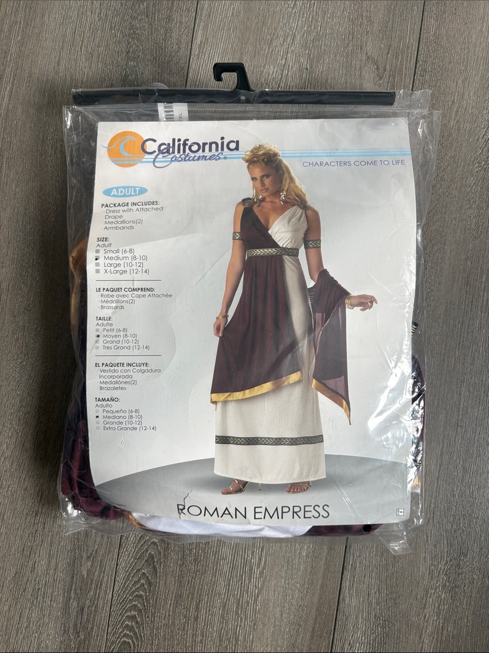 California Costumes Roman Empress Outfit - White & Burgundy with Gold Trim